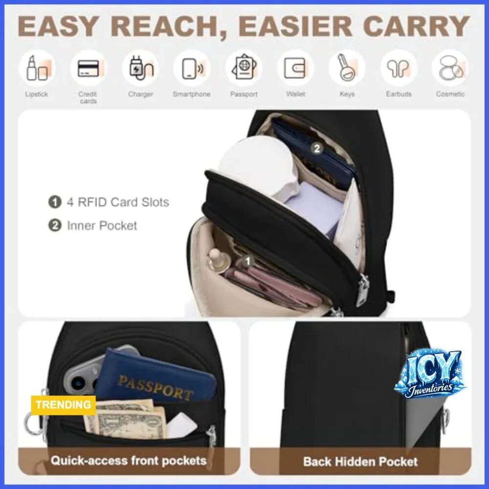 Nylon Anti-Theft RFID Crossbody Sling Bag with Puffer Design